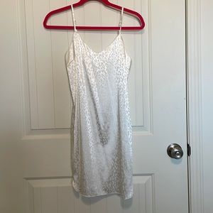 True White Slip Dress with Leopard Print | Bachelorette Party Dress